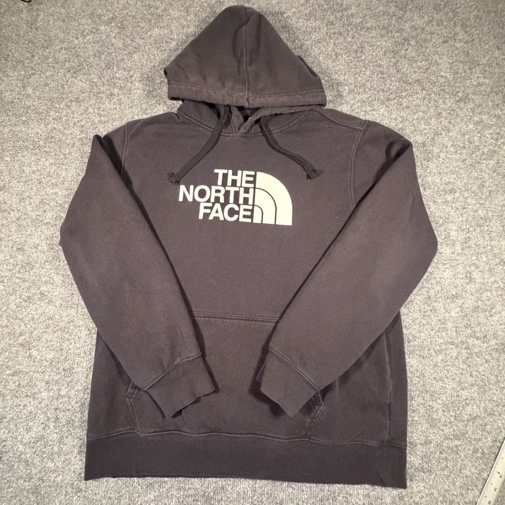 The North Face Mens XL Half Dome Logo Hoodie Sweatshirt Black Charcoal Fleece